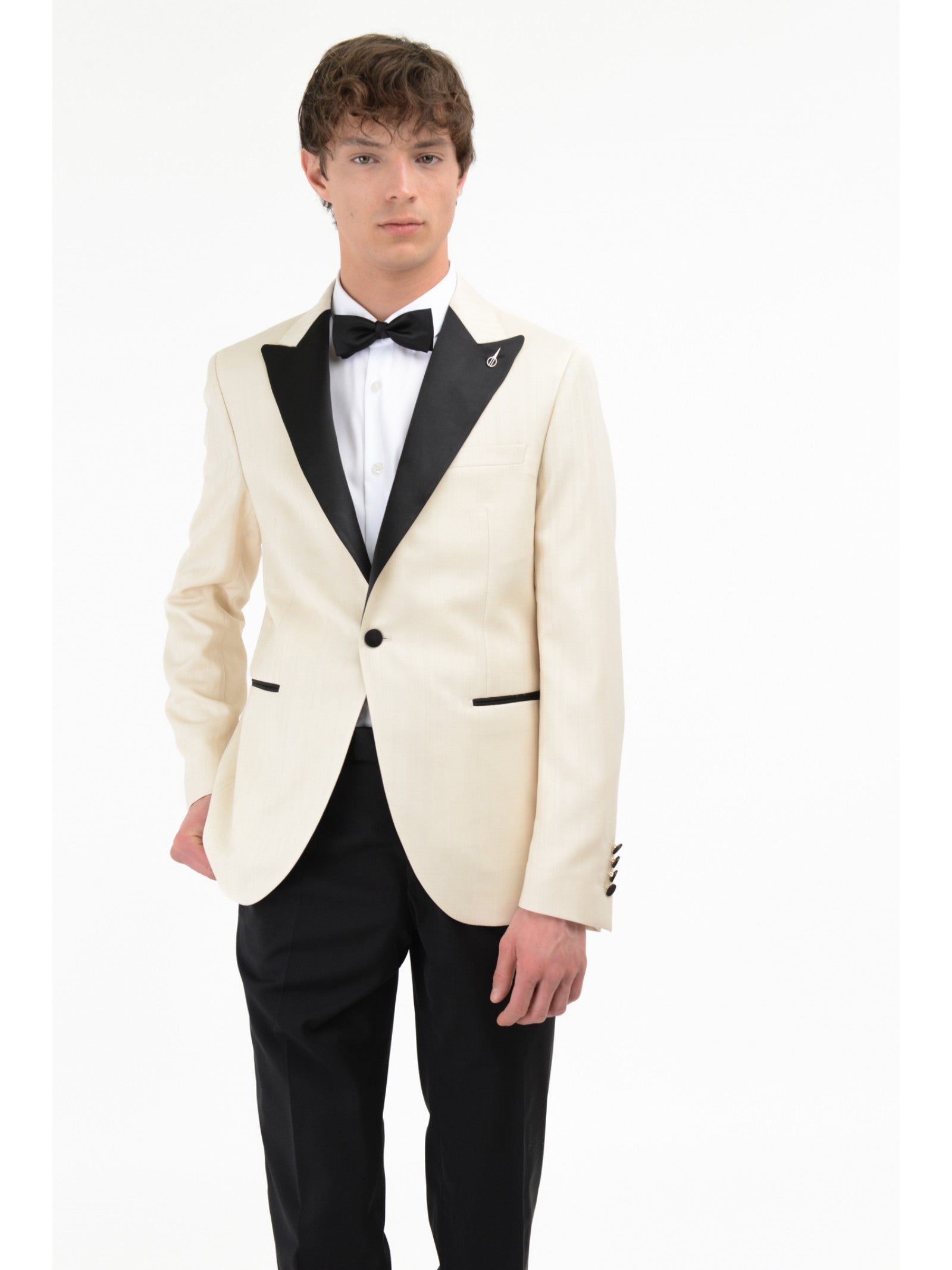 Giacca smocking in lana jacquard 44 / BIANCO