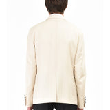 Giacca smocking in lana jacquard 44 / BIANCO