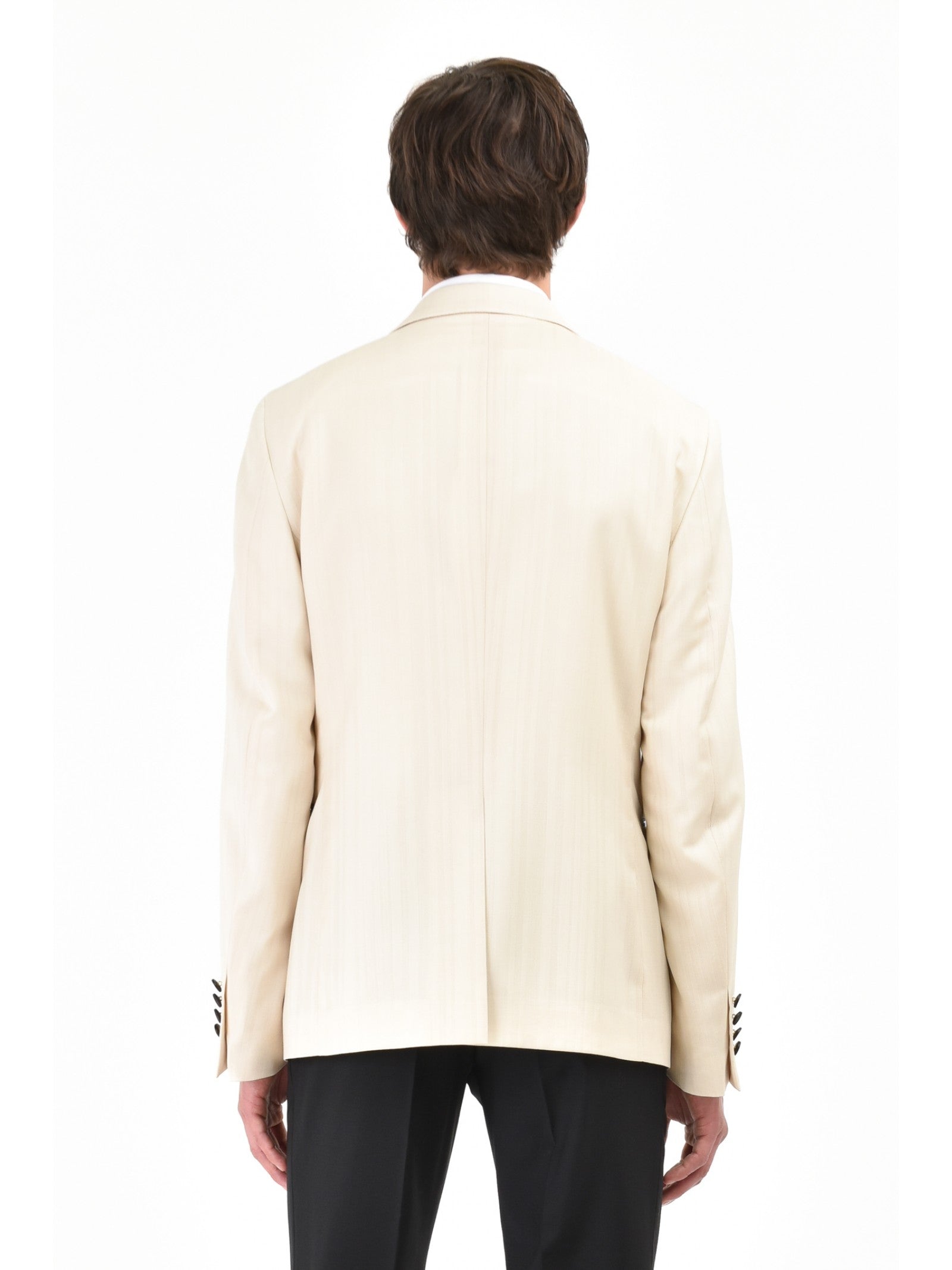 Giacca smocking in lana jacquard 44 / BIANCO