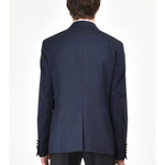 Giacca smocking in lana seta jacquard 44 / BLU