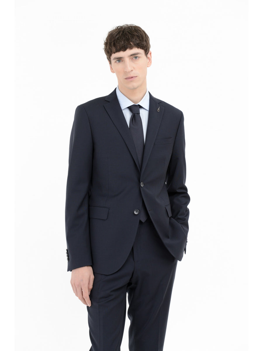 Abito slim in fresco di lana stretch 44 / BLU