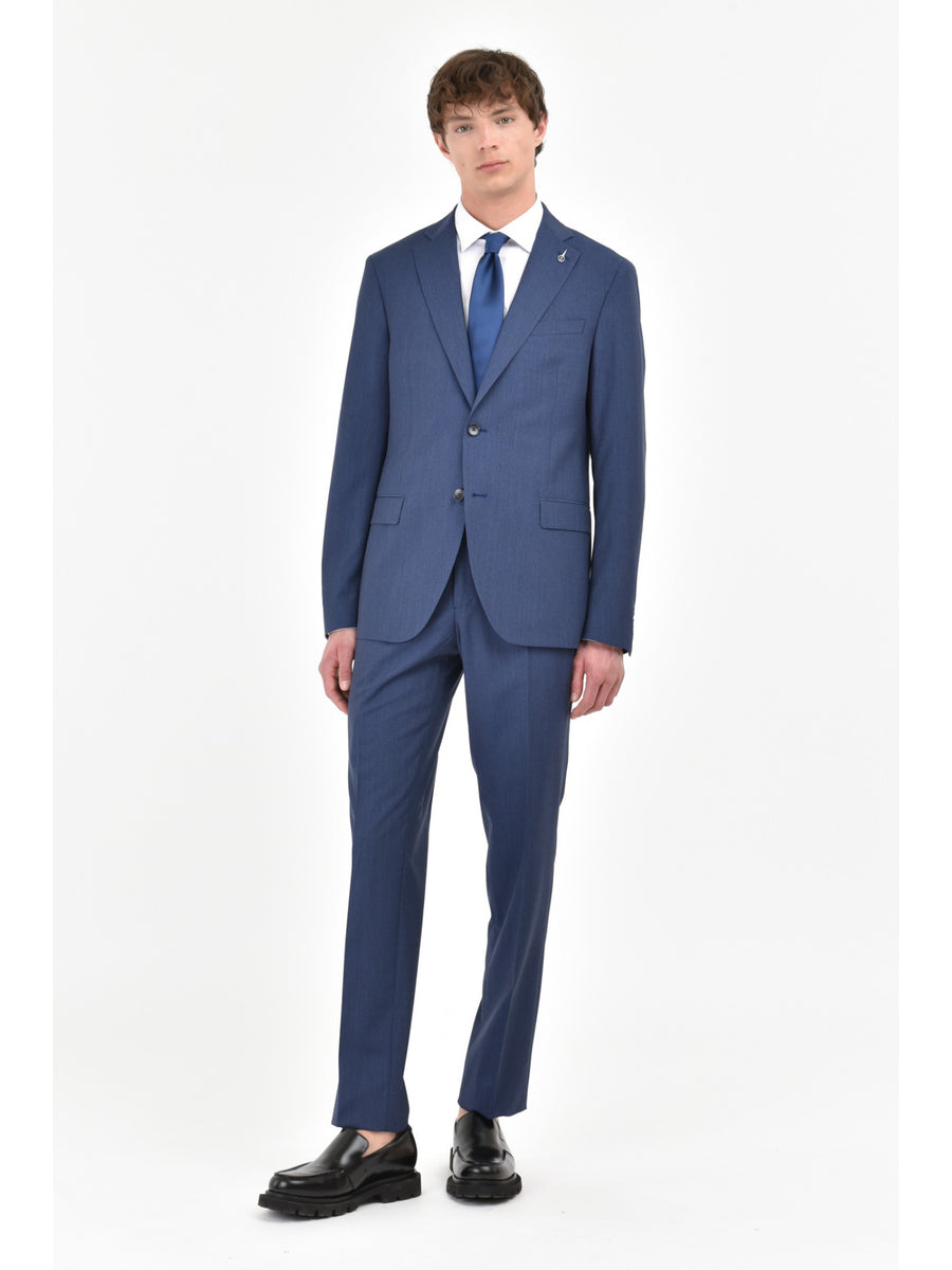 Abito slim in lana 110`s microstrutturata 44 / AZZURRO