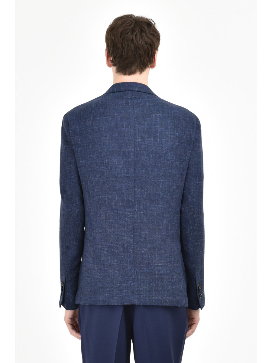 Giacca microtexture lana cotone 44 / BLU