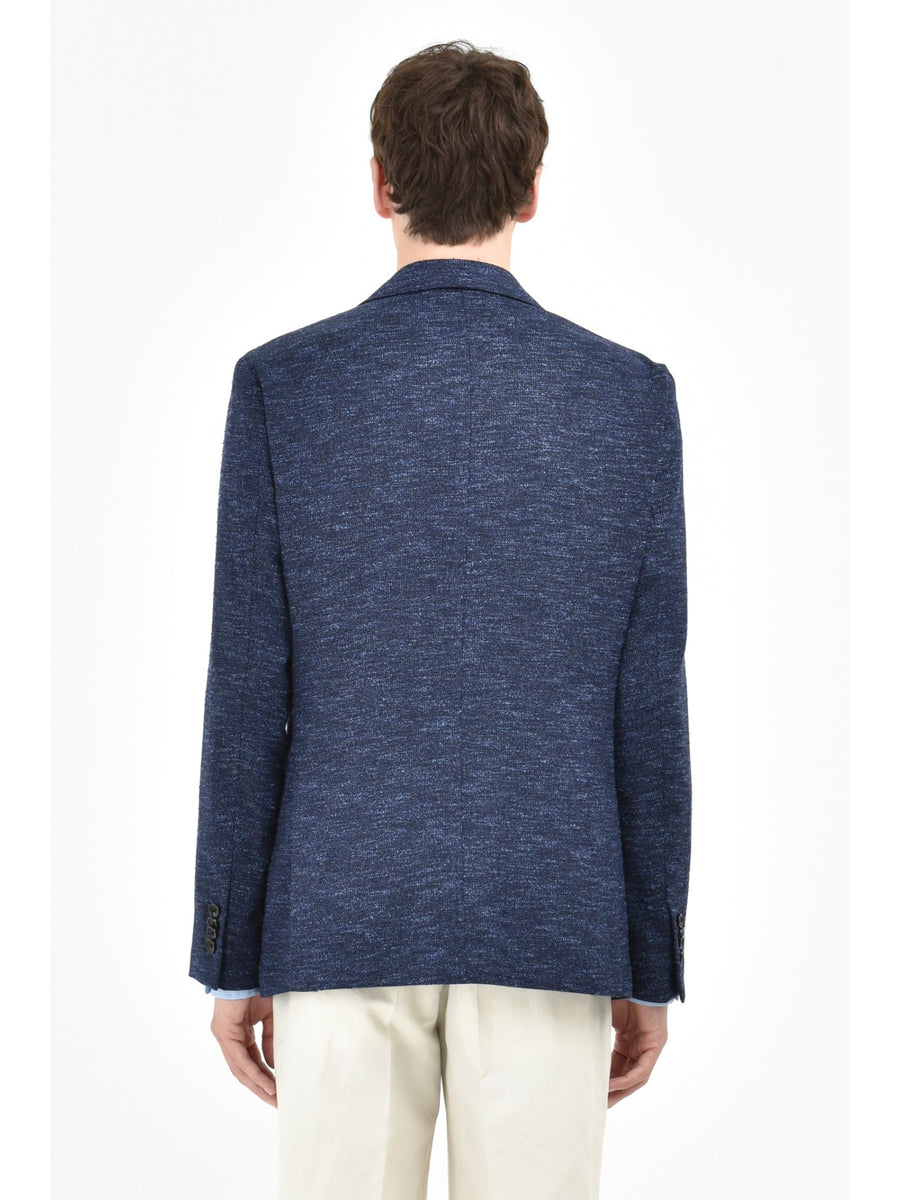 Giacca slim misto cotone aspetto bouclè 44 / BLU
