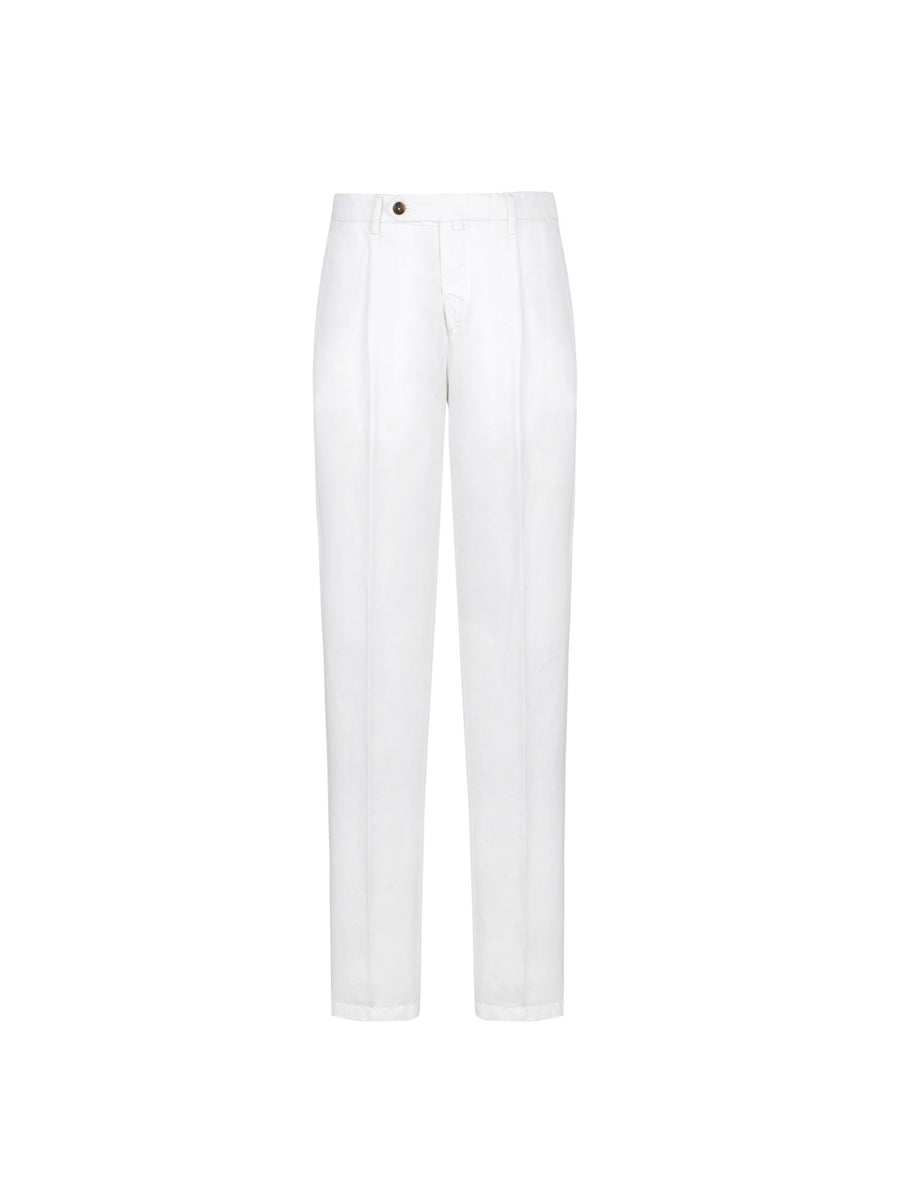 Pantalone in cotone lino 'tinto capo' 44 / BIANCO