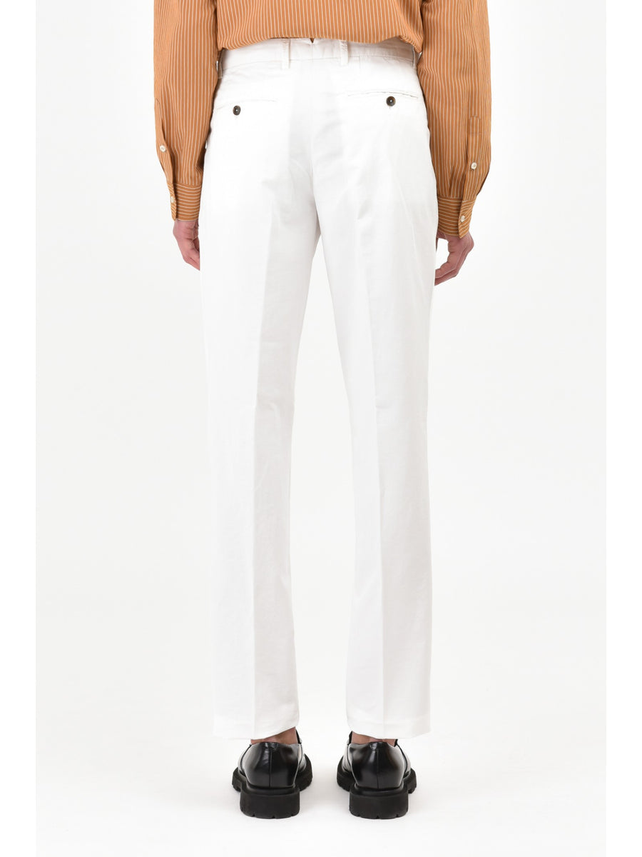 Pantalone in cotone lino 'tinto capo' 44 / BIANCO