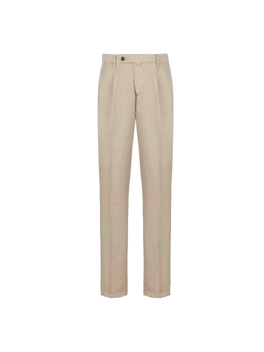 Pantalone in cotone lino 'tinto capo' 44 / BEIGE