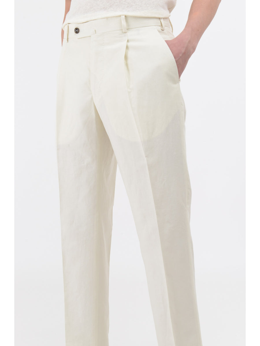 Pantalone in cotone lino 44 / BIANCO