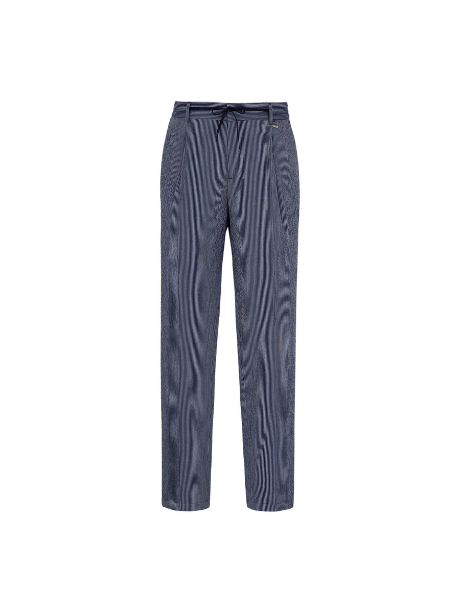Pantalone jogging seersucker a righe 44 / BLU